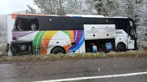 Bus carrying 41 people leaves road after collision with truck in Siberia