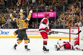 Lucky bounce gives Vegas 5-4 double-overtime win over Carolina