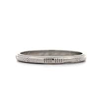 Antique Deco Geometric Engraved Wedding Band in Platinum – Filigree Jewelers