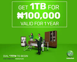 Image of Glo unlimited data plan N100,000