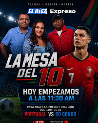 ⚽🔥 ¡HOY SE VIVE FÚTBOL EN LA MESA DEL 10! Arrancamos a las 11:30 AM con toda la previa y reacción del partidazo entre Portugal vs RD Congo 🇵🇹⚔️🇨🇩 Análisis, debate, opiniones y la pasión de siempre. ¿Quién se lleva el partido? 👀👇 📺 En vivo por