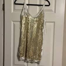 Free People | Dresses | Free People Gold And White Sequin ...