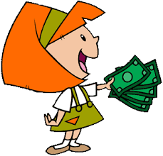 Cartoon girl with money