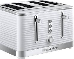 Image of Russell Hobbs 24380 White Inspire High Gloss Plastic Four Slice Toaster