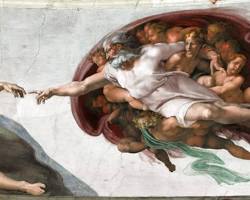 Imagem de Afresco Criação de Adão, de Michelangelo, na Capela Sistina, Vaticano