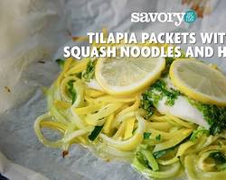 Image of HerbCrusted Tilapia with Lemon Zucchini Noodles
