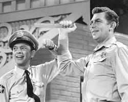 Andy Griffith Show 1960 TV series Andy Griffith as Andy Taylor Don Knotts as Barney Fife Ron Howard as Opie Frances Bavier as Aunt Bee Mayberry black and white television stills CBS show, AI generated