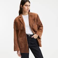 Chaqueta de piel con flecos marrón camel marrón camel La