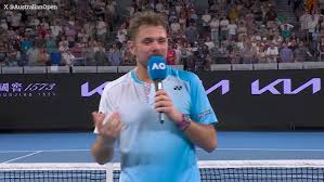 Three-time Grand Slam champ necks beer on court after last Australian Open match