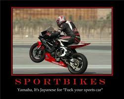 YAMAHA Japanese for car, sportbike, hanging out in the corners ... via Relatably.com