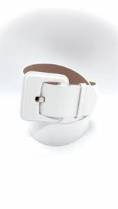 Women White Wide Faux Leather Animal Skin Accessory Belt Square Buckle Size S M | eBay - Product from eBay