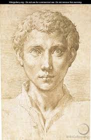 Head of a young man looking up - Girolamo Francesco Maria Mazzola (Parmigianino) - painting1