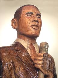 Obama In A Red Oak Log - Up Close Sculpture by Robert Crowell - Obama In A Red ... - obama-in-a-red-oak-log--up-close-robert-crowell