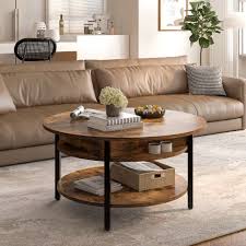 Free Shipping! GUNAITO Round Lift Top Coffee Table Farmhouse Circle Coffee Table with Storage Large 2 Tier Wood Center Table for Living Room,Rustic Brown - Walmart.com