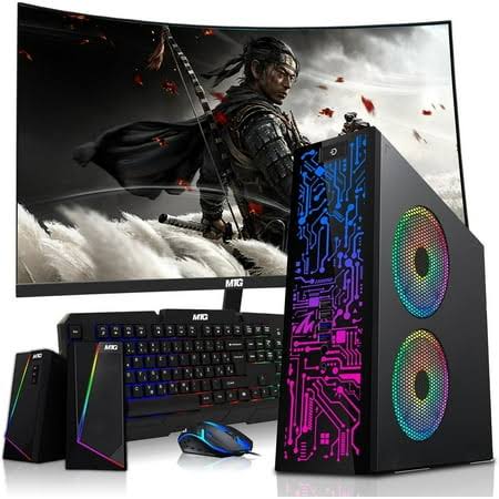 Restored HP G2 Desktop Computer PC,Intel Core i3,8GB Ram,256gb Ssd,24 Inch Monitor,RGB Speaker,RGB Keyboard with AI-Enabled Copilot Key Mouse,2X Argb