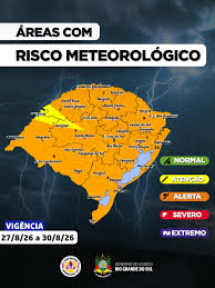 O Centro de Monitoramento da Defesa Civil Estadual atualiza as condições meteorológicas para os próximos dias no RS
