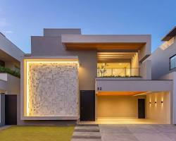 Imagem de Fachada de casa moderna com iluminação