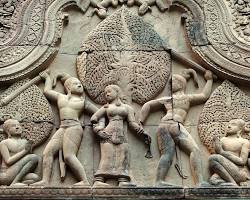 Intricately carved stone statues and figures.