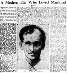 A Modern Elia Who Loved Mankind. A Modern Elia Who Loved Mankind. Saskatoon Star-Phoenix – Oct 29, 1949. On Robert Lynd By H. M. Tomlinson - a-modern-elia-who-loved-mankind