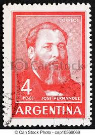 Stock Foto - porto, Briefmarke, Argentinien, 1965, jose, Hernandez, ...