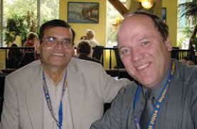 IEEE German EMC Chapter Chair Heyno Garbe (right) and Dave Giri have time for a relaxed smile while entering a discussion at the end of lunch. - chatter2