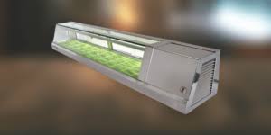 Curved Glass Refrigerated Sushi Display Case | YOSHIMASA