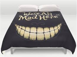 Dark Cheshire Cat Smile Quote Halloween Comforter Cover via Relatably.com