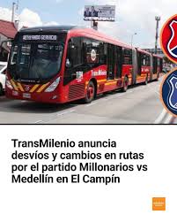 Cinco rutas TransMiZonales modificarán temporalmente su recorrido este 1 de febrero debido a los operativos de movilidad y seguridad en los alrededores del estadio. Los ajustes afectarán sectores del norte y centro de Bogotá