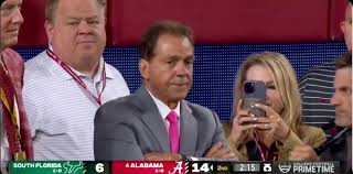 An Alabama penalty led to the most predictably disappointed look from Nick 
Saban