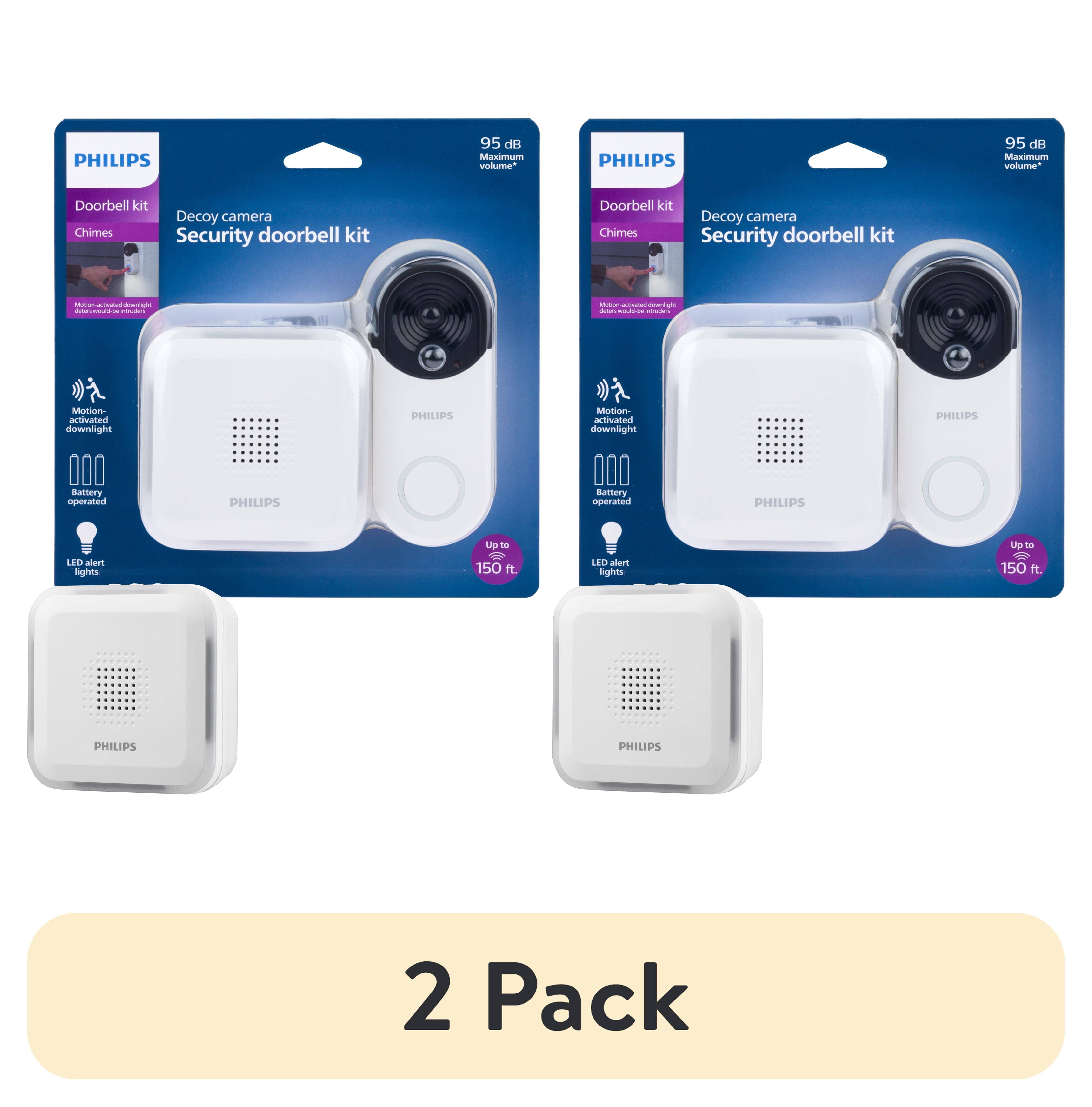(2 pack) Philips Wireless Security Doorbell Chime Kit, Decoy Doorbell Camera, Motion-Activated Light, 32-Chime Doorbell, Size: One size