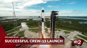 NASA SpaceX Crew 13 astronauts launch from Kennedy Space Center toward the International Space Station