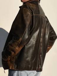 Womens 1990s Oversized Distressed Brown Leather Jacket - Product from streetouterwears.com