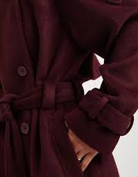 ASOS DESIGN formal longline funnel neck trench coat in burgundy | ASOS