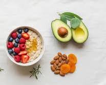 simple nutritious postpartum meal bowl avocado egg berries nuts, AI generated