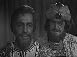 Saladin (Bernard Kaye) and his brother Saphadin quietly ponder life in black-face. - crusade-4