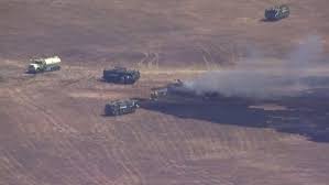 Military jet crashes and burns at California Marine Corps base