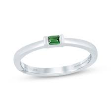 Monique Lhuillier Bliss Emerald-Cut Green Lab-Grown Diamond Anniversary Ring 1/10 ct tw 18