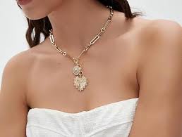 Sun Heart Charm Choker Necklace for Women Men,18k Gold Plated With Zircons Inlaid Pendants,Thick Chunky Paperclip Chain Hip Hop Necklace Unisex