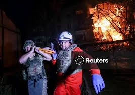 Licensable picture: Aftermath of a Russian drone attack in Kharkiv