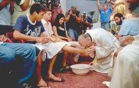 Image result for pope francis washing inmates feet