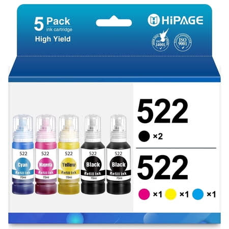 522 Ink Bottles Compatible for Epson 522 Ink Bottles for Epson 522 Ink Refill Bottles for Epson EcoTank Et-2720 Et-2800 Et-2840 Et-4700 Et-4800 Et