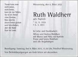 TA Ruth Waldherr Wiesensteig - Todesanzeigen - Südwest Presse Online - OnlineServlet