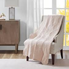 Madison Park Marino Cream Solid Polyester 60 x 72 in. Oversized Quilted Throw with Scalloped Edges MP50-1215 - The Home Depot