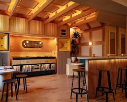 Image of minimalist Japanese restaurant with soft, ambient music playing