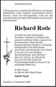 Richard Rode-möchten wir allen | Nordkurier Anzeigen - 005813598901