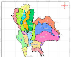 รูปภาพแผนที่แสดงการแบ่งลุ่มน้ำในประเทศไทย