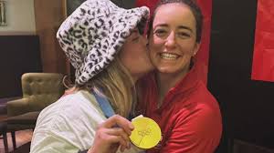 Mathilde Gremaud retains Olympic title and gets kiss from girlfriend