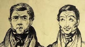 Portrait of William Burke (left) and William Hare (right) from Trial of William Burke and Helen McDougal, before the High Court of Justiciary (Sp Coll ... - burke_hare