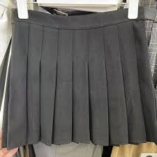 Pinatra High Waist Plain Mini Pleated Skirt coffee L