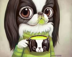 dog mug with a pop illustrationの画像